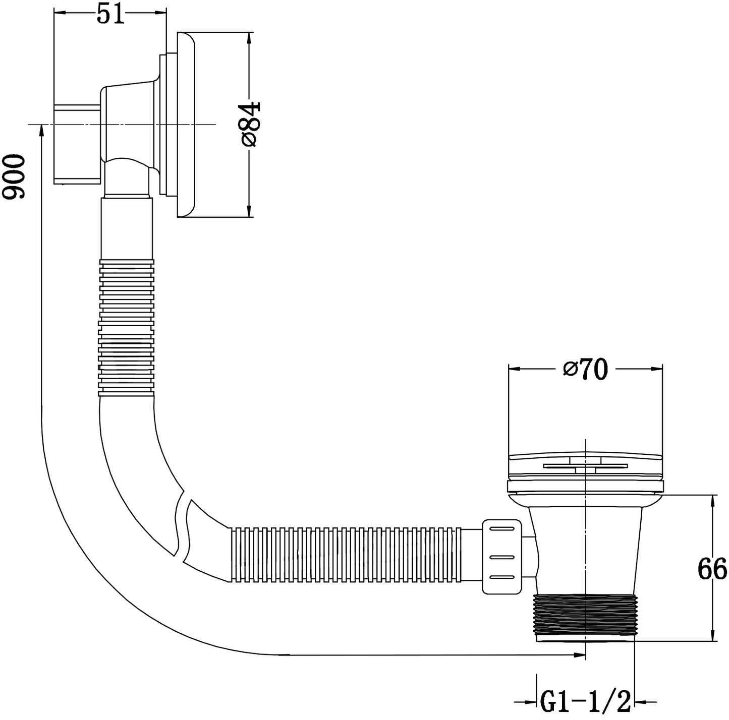 Click Clack Chrome Bath Waste & Overflow