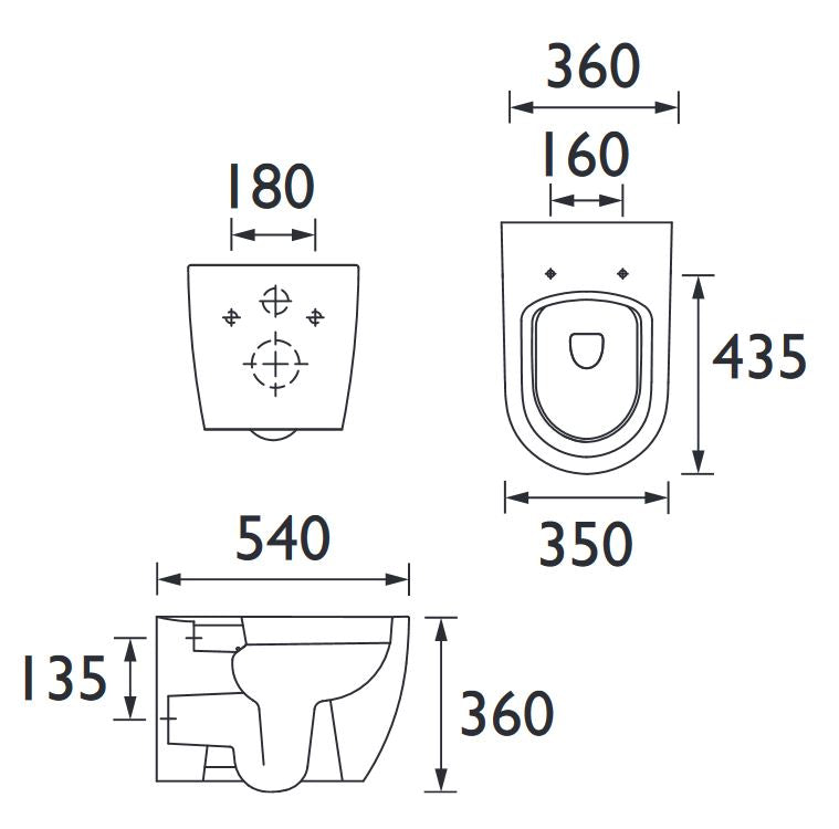 Stamford Rimless Wall Hung Toilet Pan in White Gloss