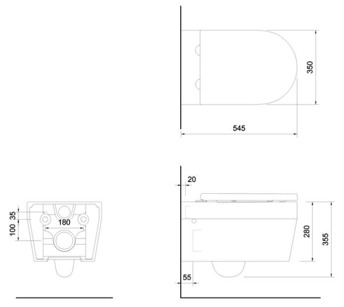 Stadium Wall Hung Round Pan & Seat - White Gloss Finish