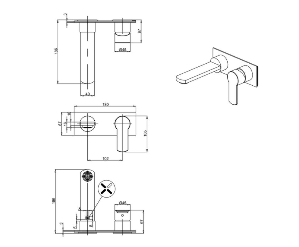 Crosswater Wisp Chrome Wall Mounted Basin Mixer With Plate