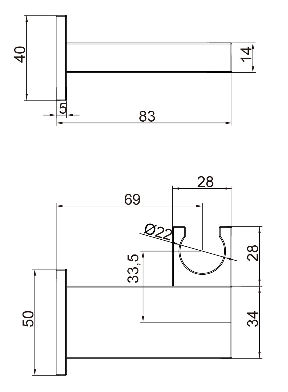 Square Chrome Shower Handset Bracket