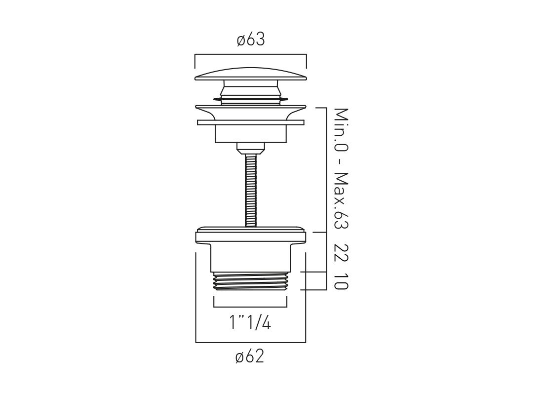 VADO Wastes and Fittings Universal Basin Waste