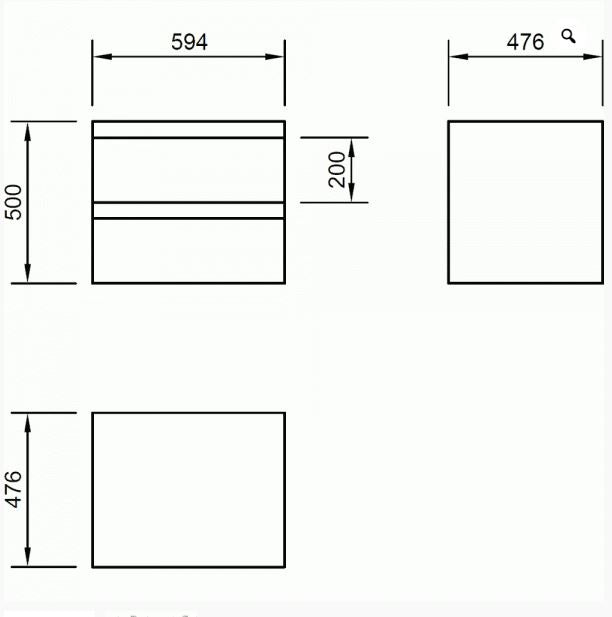 Essentials Flite 600x480mm 2-Drawer Wall Mounted Unit