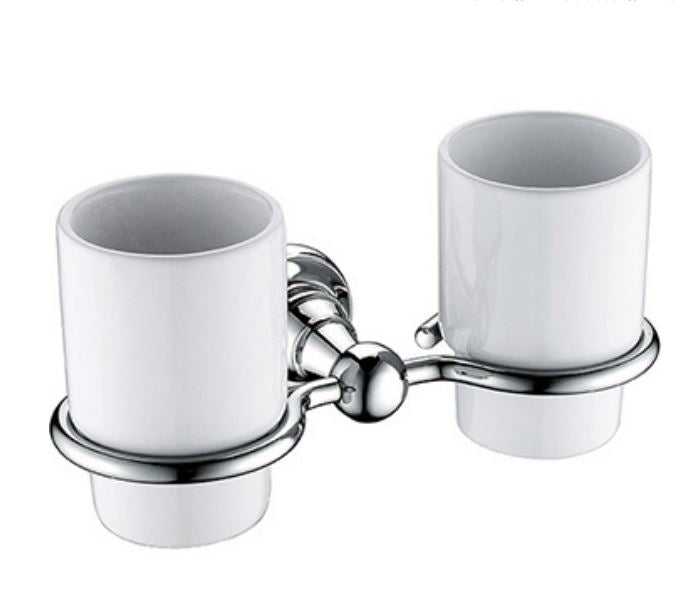 Holborn Wall Mounted Double Tumbler & Hold - Chrome