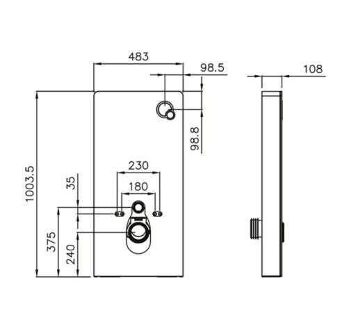 Essentials Touch Smart Push Button Wall Hung Cistern Frame in White Gloss Finish