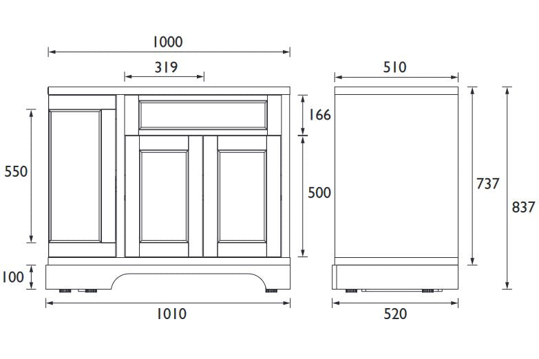 Wilton 1000mm Corner Right Hand Maritime Blue