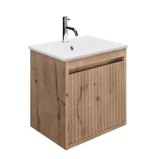 Flute 475 x 355 x 480mm vanity unit in Windsor Oak