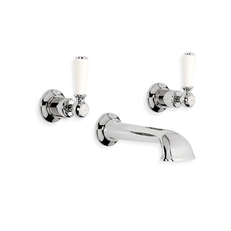 Lefroy Brooks Classic White Lever Wall Mounted 3 Hole Bath Filler (choose finish)