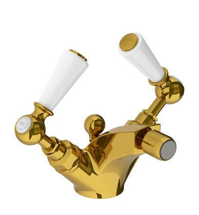 Lefroy Brooks Classic White Lever Bidet Mixer - Chrome