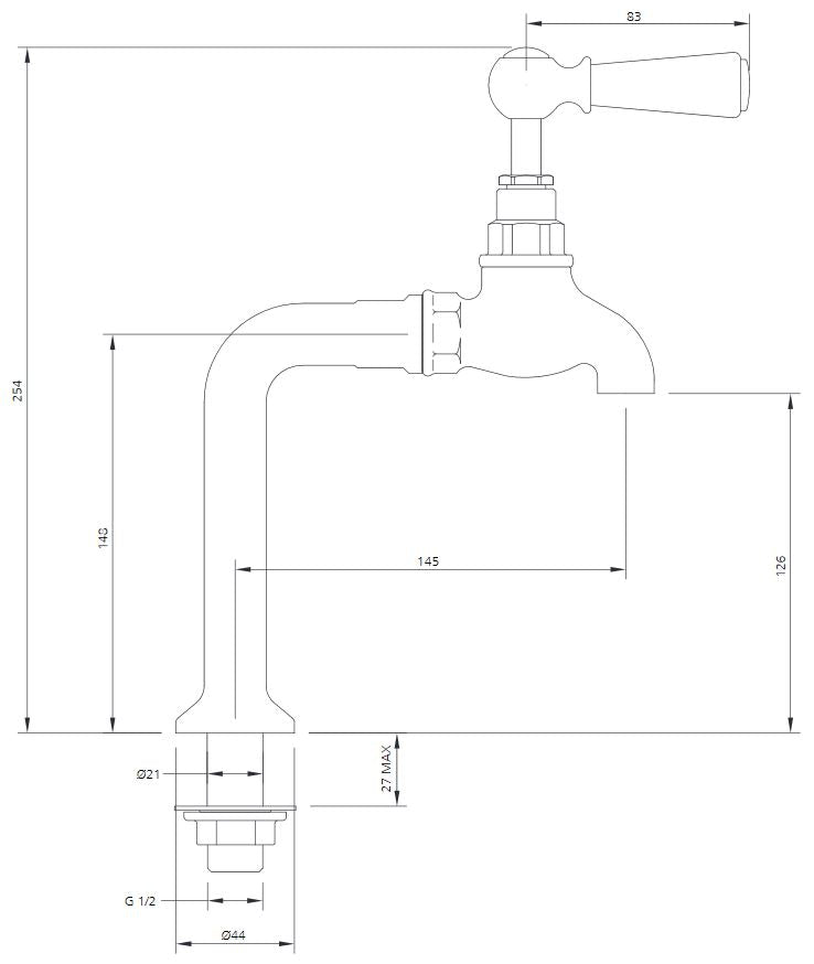 Lefroy Brooks White Lever Kitchen Bib Taps & Pillars