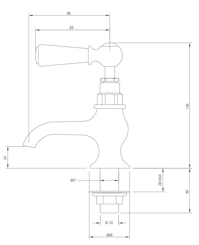 Lefroy Brooks Classic White Lever Basin Pillar Taps - (choose finish)