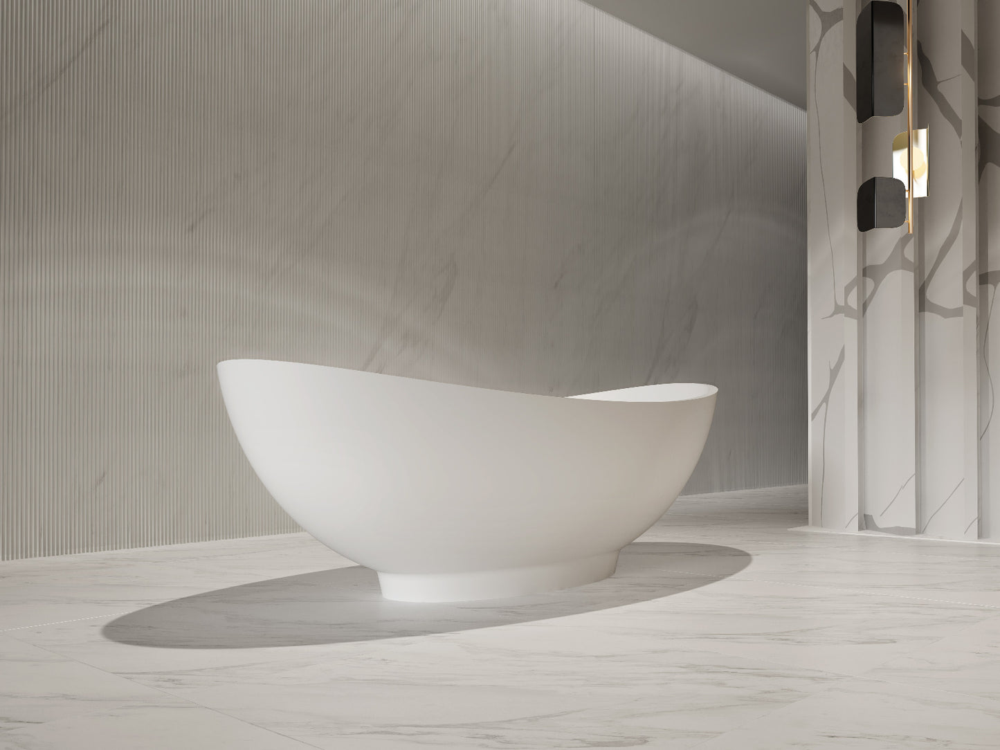 Luxe Perth 1600 Moon freestanding Solid Surface Matt Bath