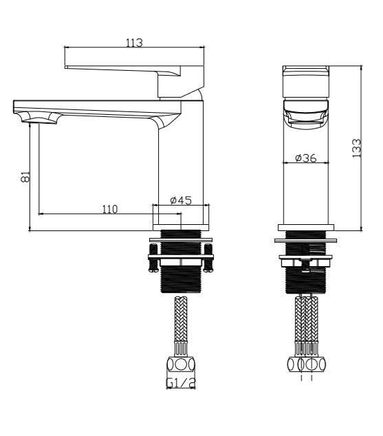 Mini Chrome Mono Basin Mixer Inc Click Clack Waste