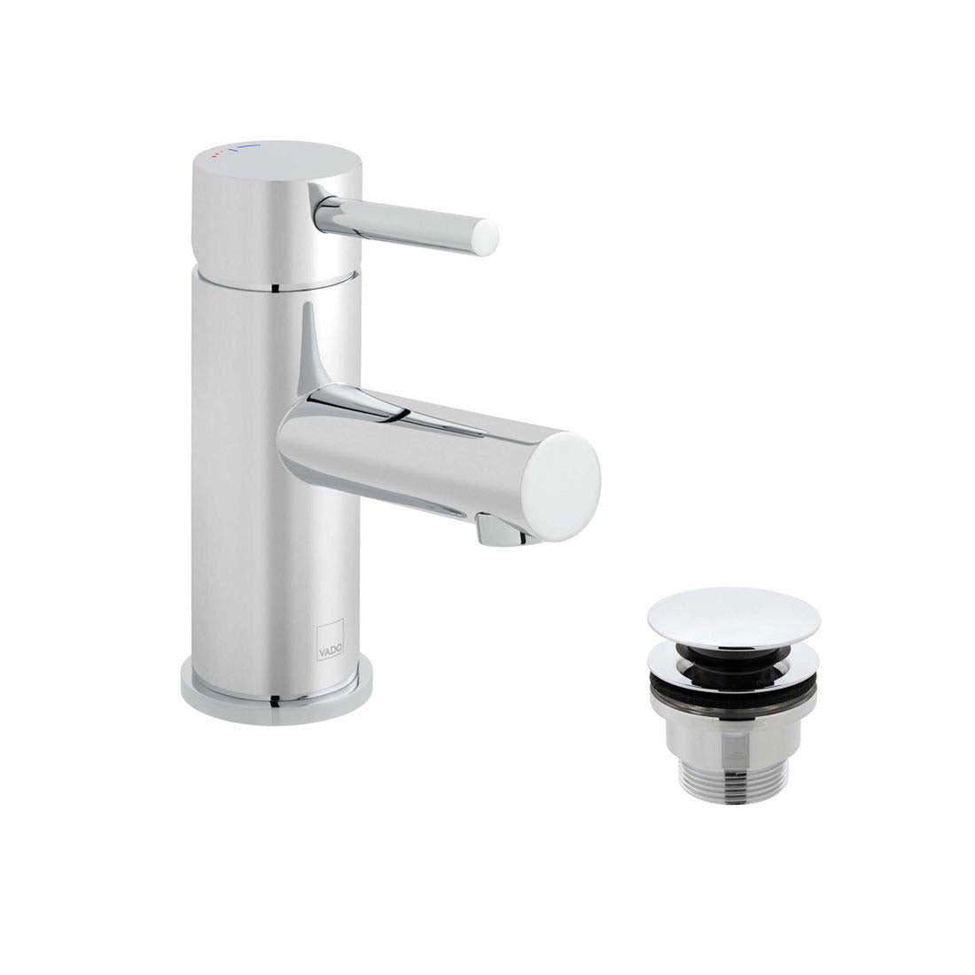 VADO ZOO Mono Basin Mixer Tap With Ecoturn Technology + Universal Waste - Chrome Finish
