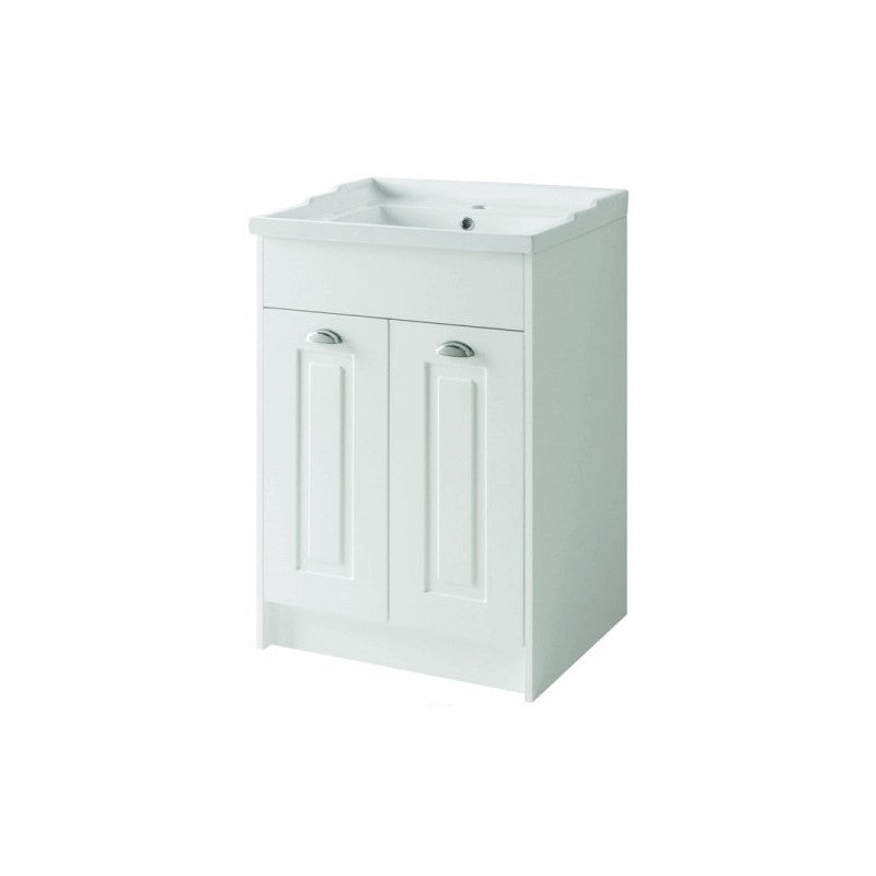 SW6 Astley 600mm 2-Door Unit & Ceramic Basin - Matt White