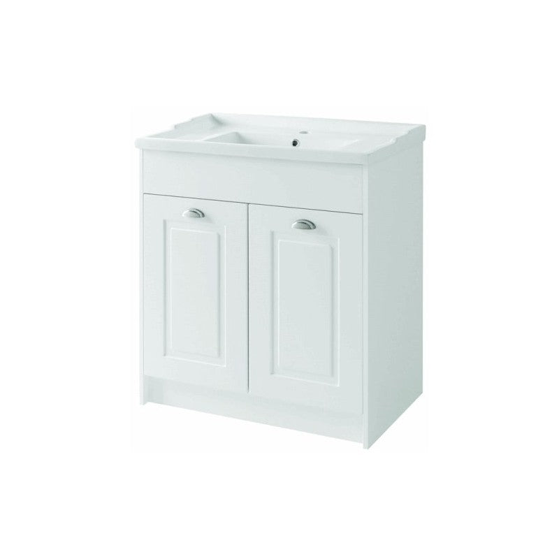 SW6 Astley 800mm 2-Door Unit & Ceramic Basin - Matt White