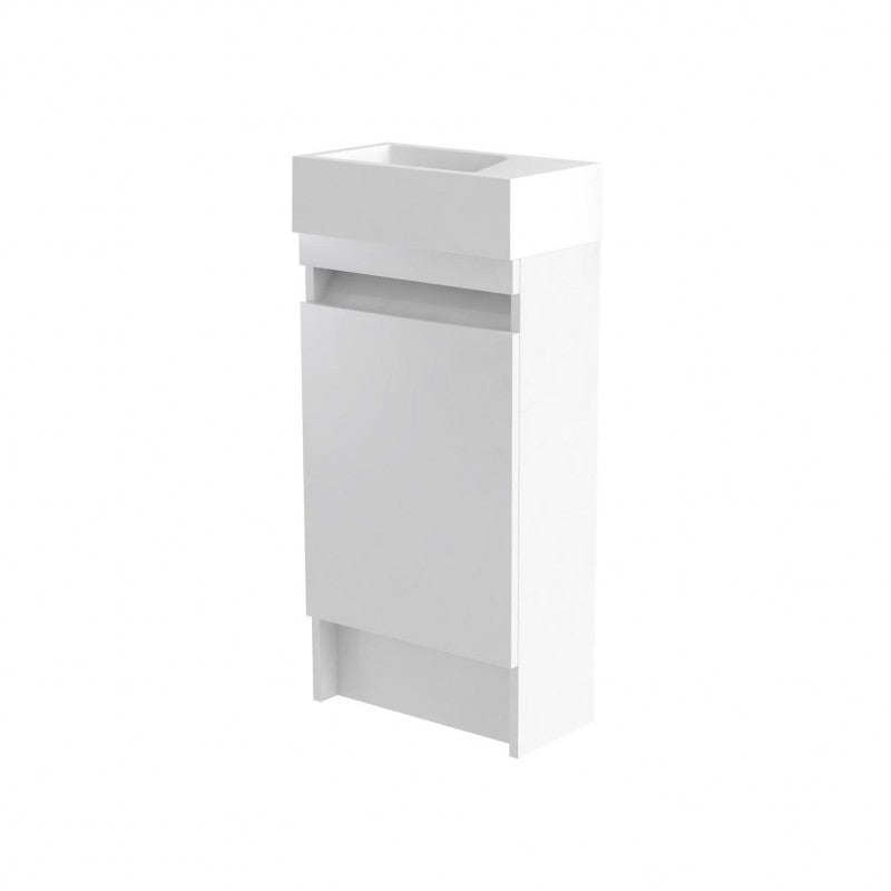 SW6 Ikon 400mm x 850mm Floorstanding Cloakroom Unit & Basin in White Gloss RH