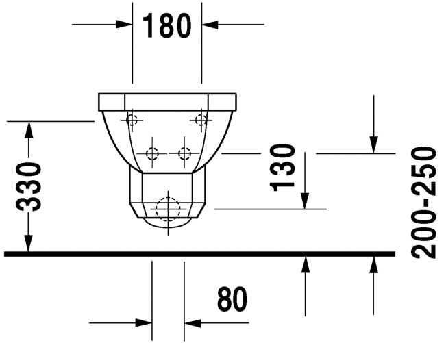 Duravit 1930 Series 1 Tap Hole Wall Hung Bidet