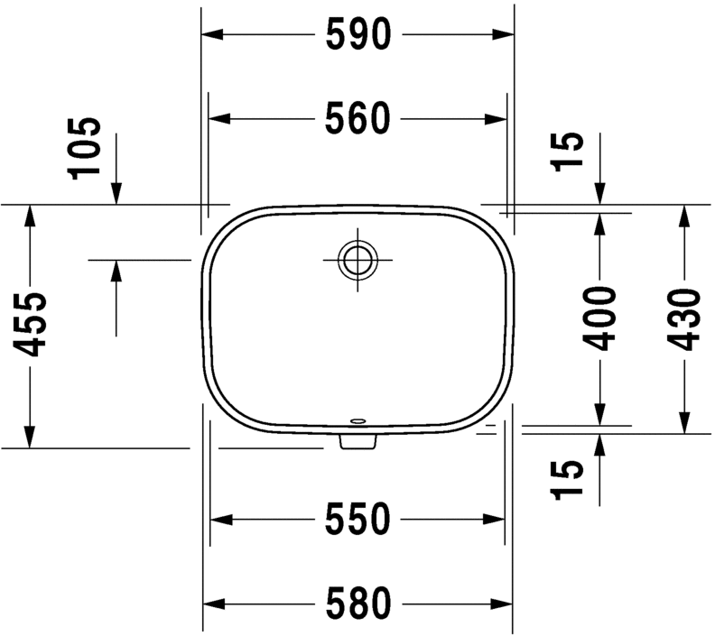 Duravit DCode 560 x 455 Rectangular Under Counter Basin