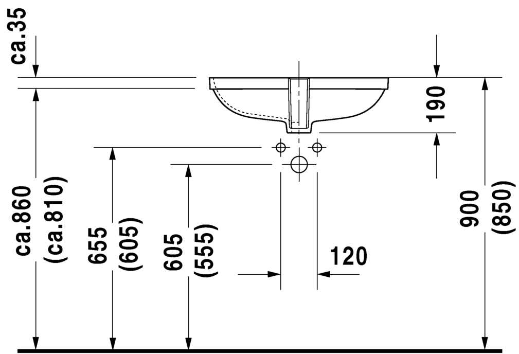 Duravit DCode 560 x 455 Rectangular Under Counter Basin