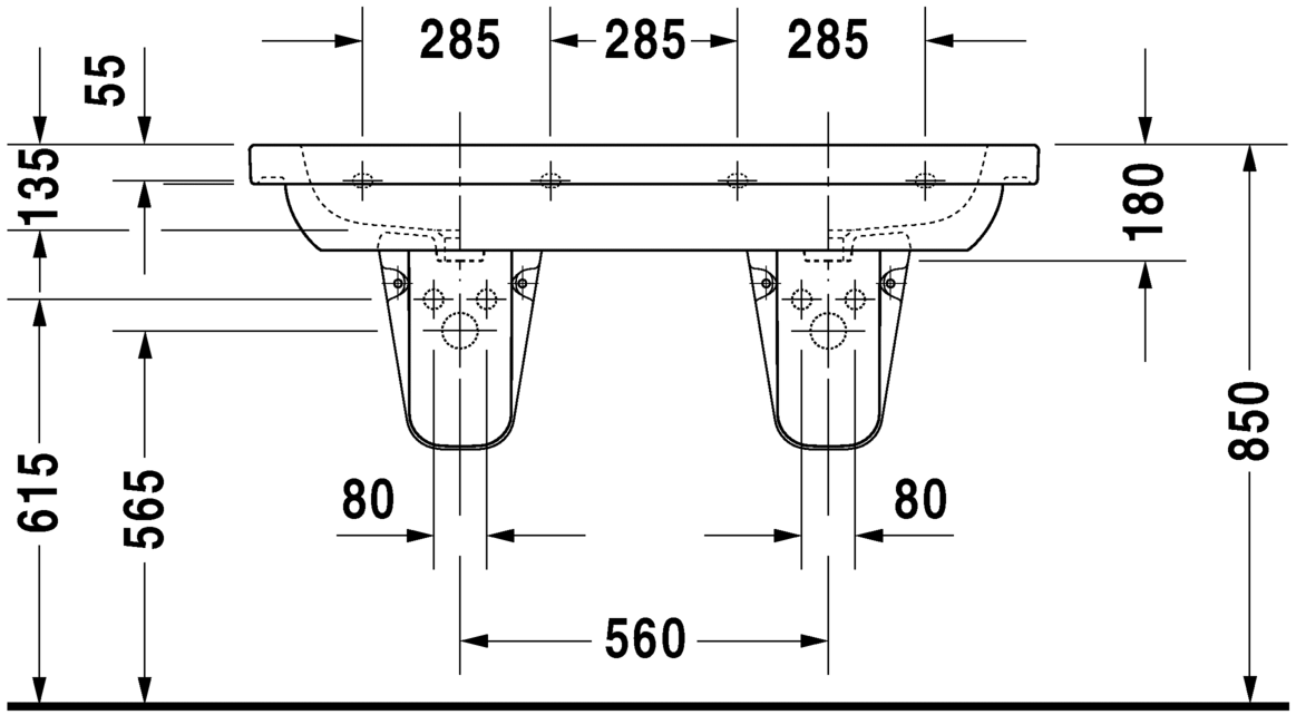 Duravit -1200 x 490 One Tap Hole Double Basin
