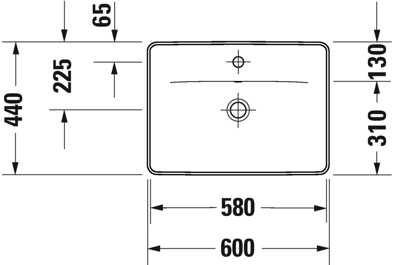 Duravit D-Neo Countertop with overflow Vanity basin, 600mm