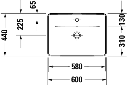 Duravit D-Neo Countertop with overflow Vanity basin, 600mm