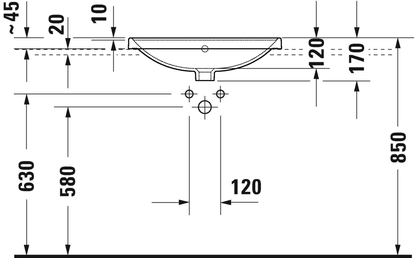 Duravit D-Neo Countertop with overflow Vanity basin, 600mm