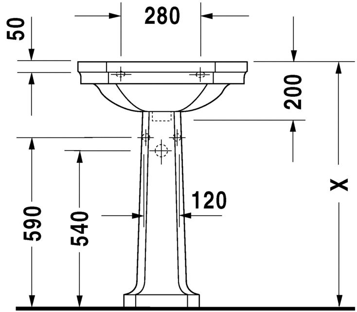 Duravit 1930 Series 600 x 410mm 1 Tap Hole  Basin