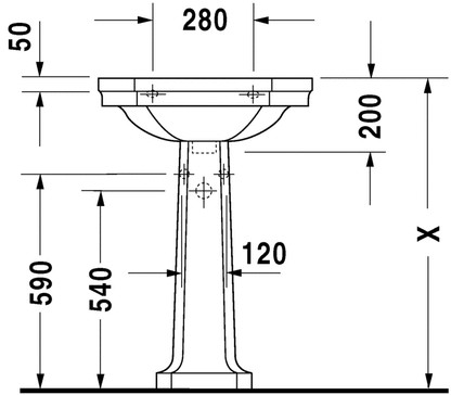 Duravit 1930 Series 600 x 410mm 1 Tap Hole  Basin