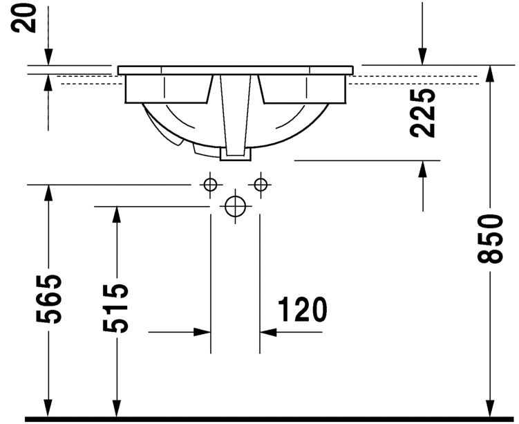 Duravit 1930 Series 580 x 470 Counter Top Inset Basin
