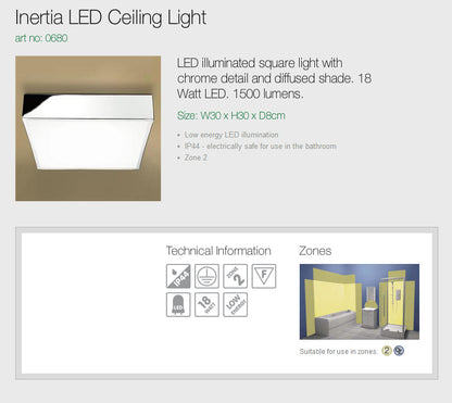 HIB Inertia Ceiling Light LED illuminated square chrome light
