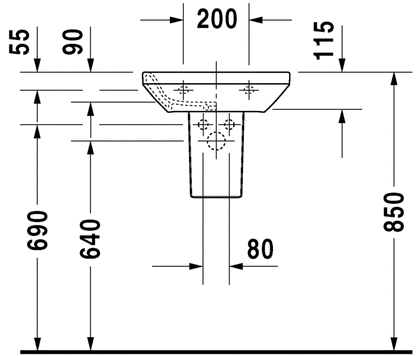 Duravit Durastyle 450 x 335 Cloakroom Basin With 1 Tap Hole
