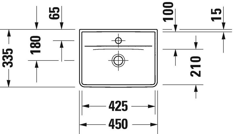 Duravit D-Neo without overflow Handrinse basin, 450mm