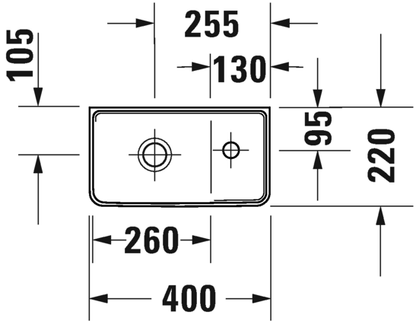 Duravit D-Neo without overflow Handrinse basin, 400mm