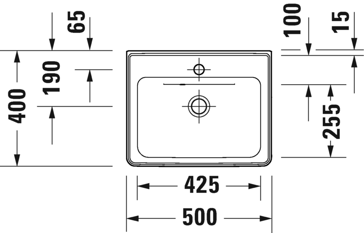 Duravit D-Neo with overflow furniture handrinse basin, 500mm