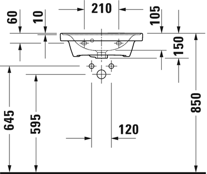Duravit D-Neo with overflow furniture handrinse basin, 500mm