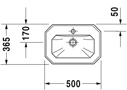Duravit 1930 Series 500 x 365 w/ 1 Tap Hole Handrinse Basin