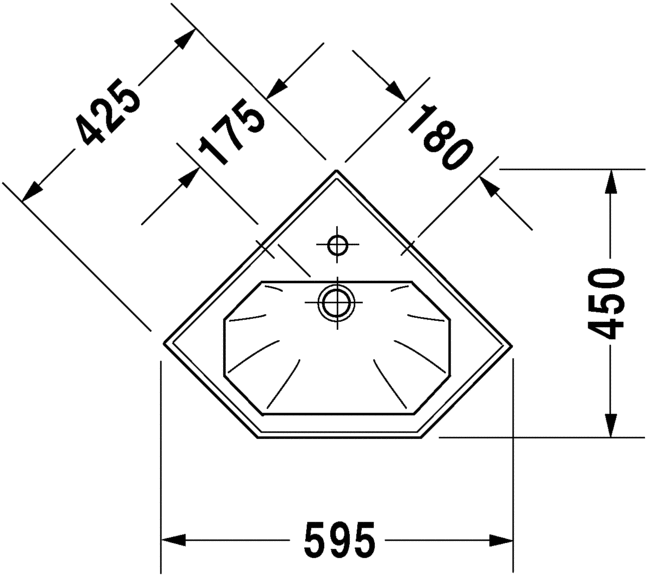 Duravit 1930 Series w/ 1 Tap Hole Corner Basin White