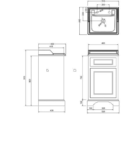 Burlington Freestanding 50cm Unit With Basin - Sand
