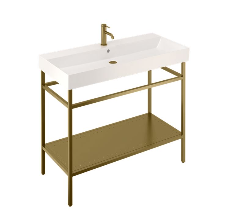 Frame Brushed Brass Stand For 1000mm Basin