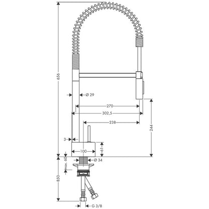 Hansgrohe Axor Starck Semi-Pro Single Lever Kitchen Sink Mixer - Chrome