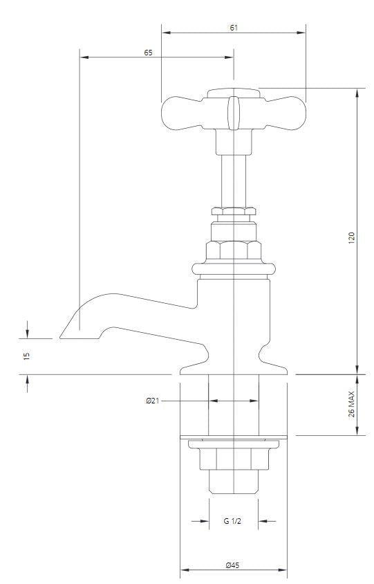 Lefroy Brooks Classic Cloakroom Short Nose Basin Pillar Taps