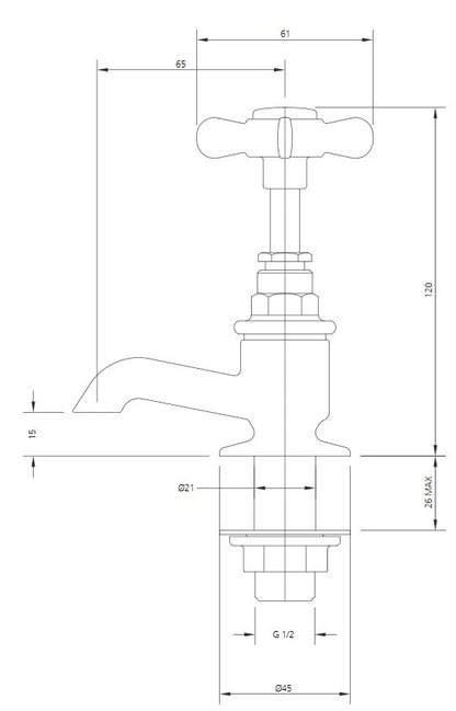 Lefroy Brooks Classic Cloakroom Short Nose Basin Pillar Taps