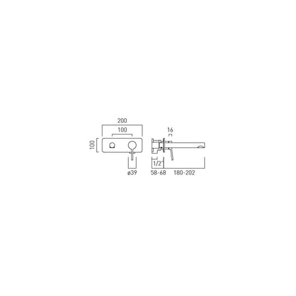 Vado Safari Lever Wall Mounted Basin Mixer for Low Pressure System with Square Backplate