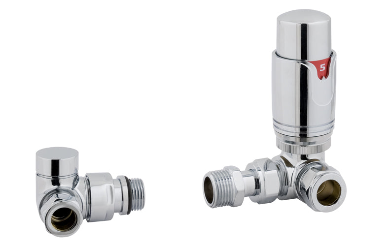 Eastbrook Chrome Corner Thermostatic Radiator Valves (Pair)