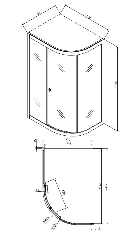Crosswater Clear 6 Quadrant 1200 x 800 mm Shower Enclosure