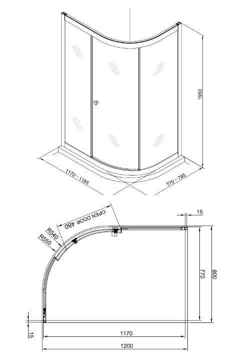 Crosswater Clear 6 Quadrant 1200 x 800mm Shower Enclosure