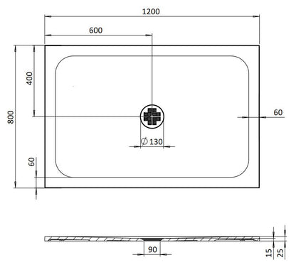 Crosswater Creo 1200 x 800 x 25mm Rectangular Shower Tray - White Gloss