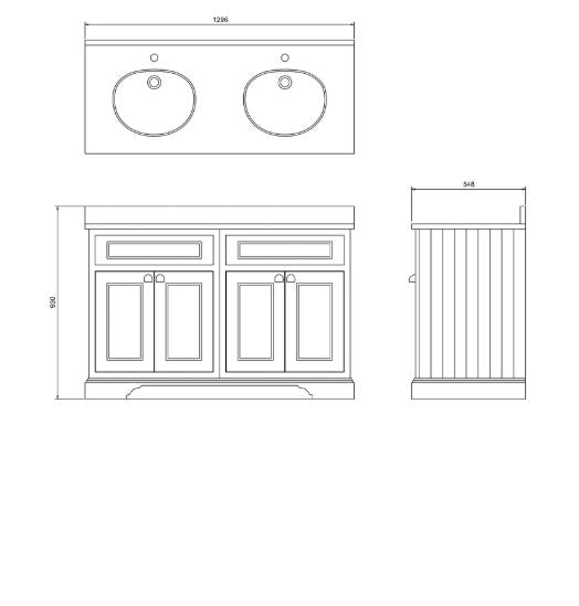 Burlington Freestanding 130 Vanity Unit w/ Doors & Basins